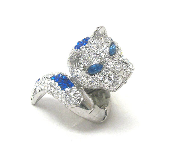 Crystal deco panther stretch ring
