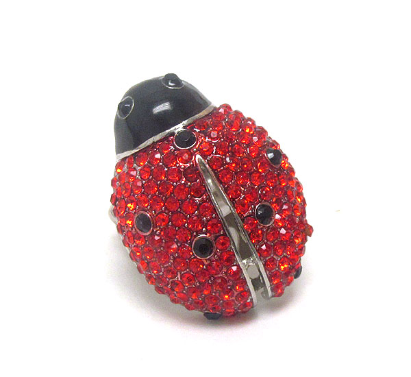 Crystal deco ladybug stretch ring