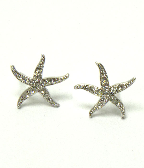 Made in korea whitegold plating crystal starfish earring