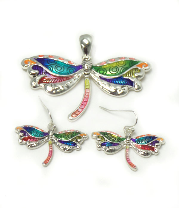 Art design dragonfly pendant set