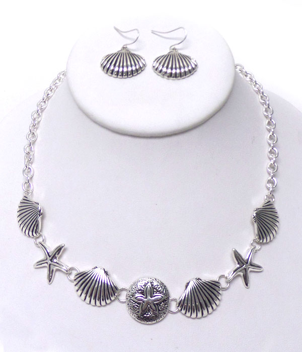 Sea life  metal necklace set