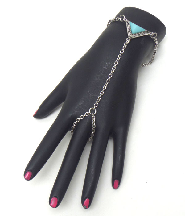 Tribal style triangle link bracelet and ring set