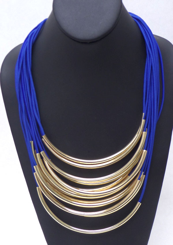 Layered metal stretch string necklace 