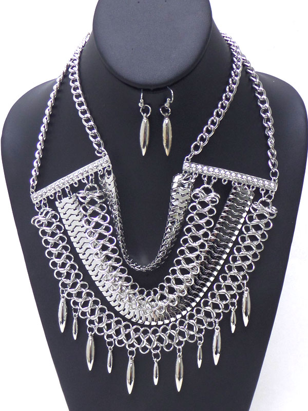 Five layered metals necklace set 