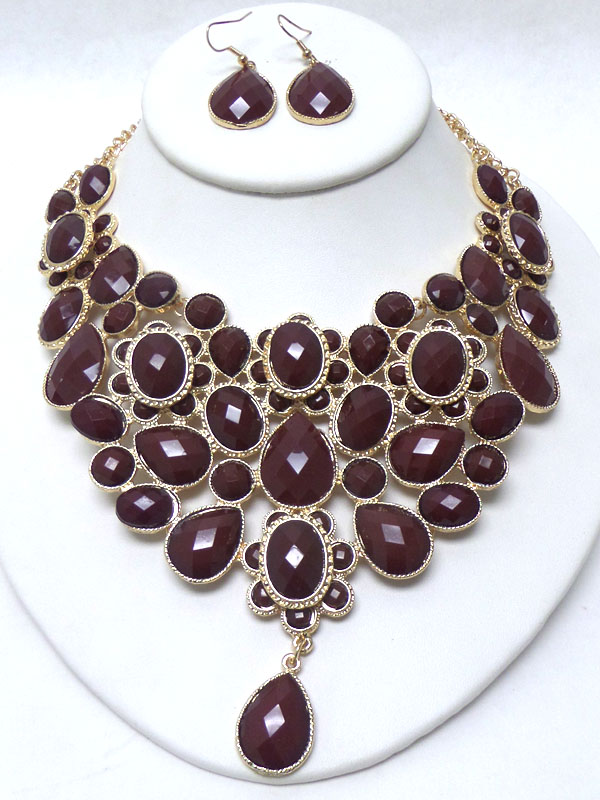 Teardrop linked pattern necklace set 