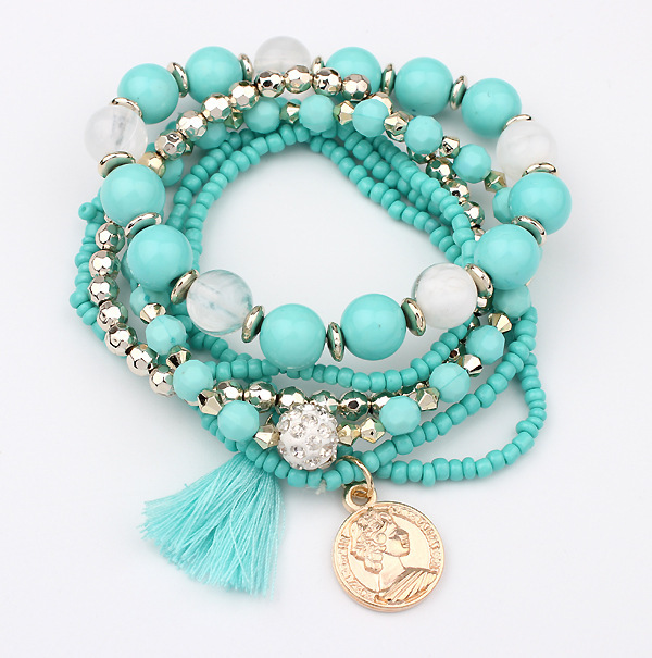 Bohemia fashion elastics multilayer pearl beads bracelet