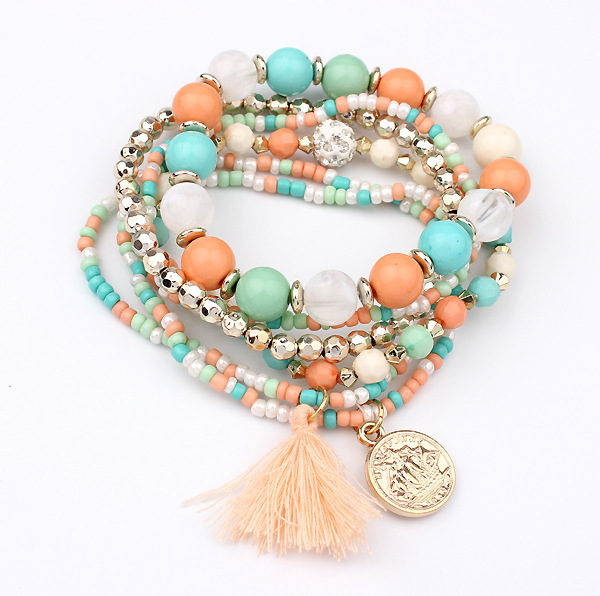 Bohemia fashion elastics multilayer pearl beads bracelet