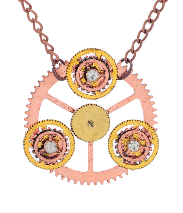 Retro vintage steampunk mechanical necklace - gear
