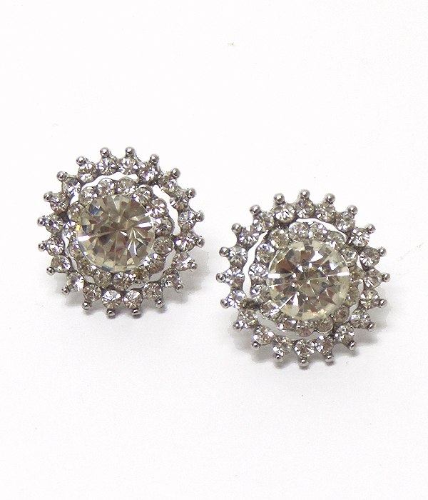 Crystals round stud earrings 