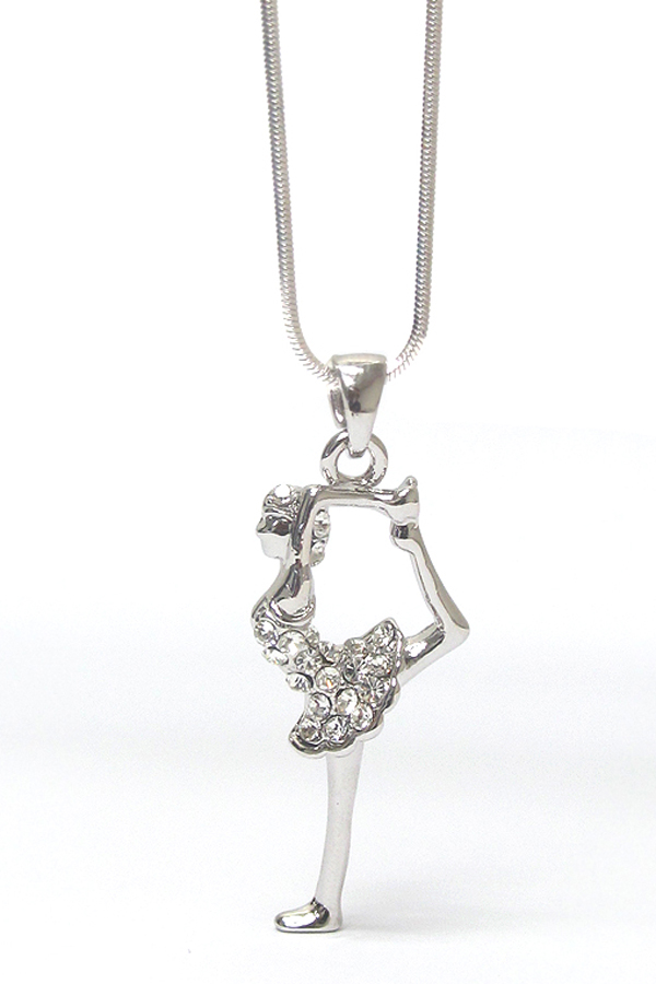 Made in korea whitegold plating crystal ballerina pendant necklace