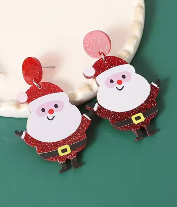 Christmas theme acrylic earring - santa