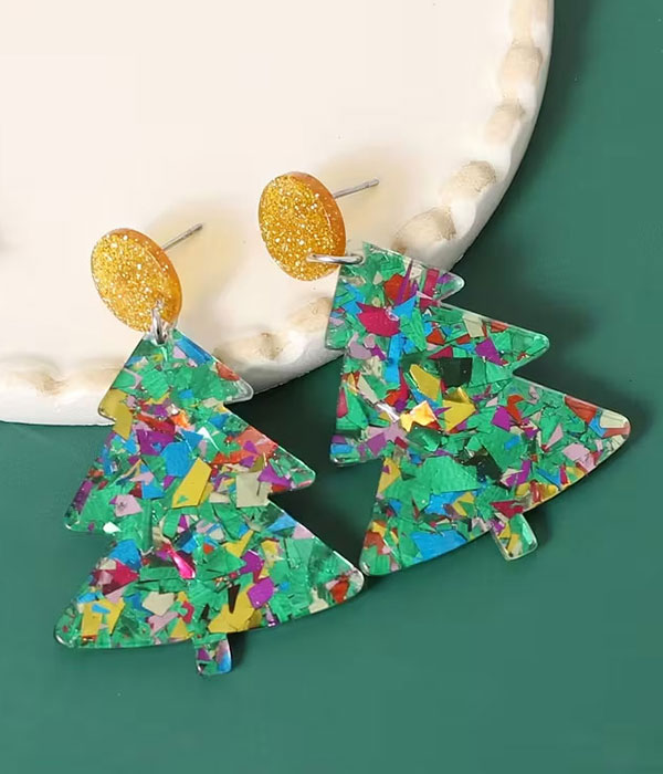 Christmas theme acrylic earring - tree