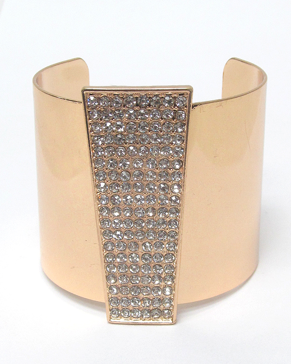 Crystal stud wide metal bangle bracelet