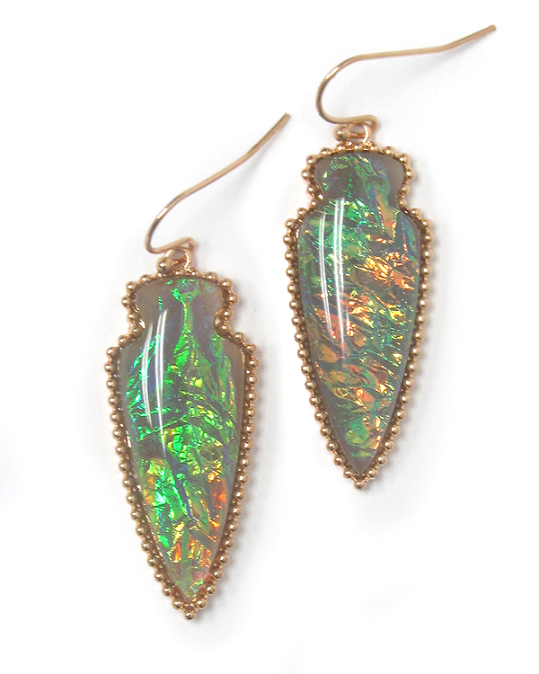 Opalic stone arrowhead earring