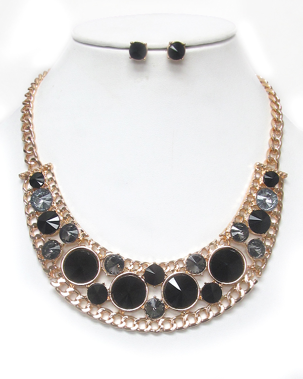 FACET CRYSTAL MIX CRESCENT NECKLACE SET