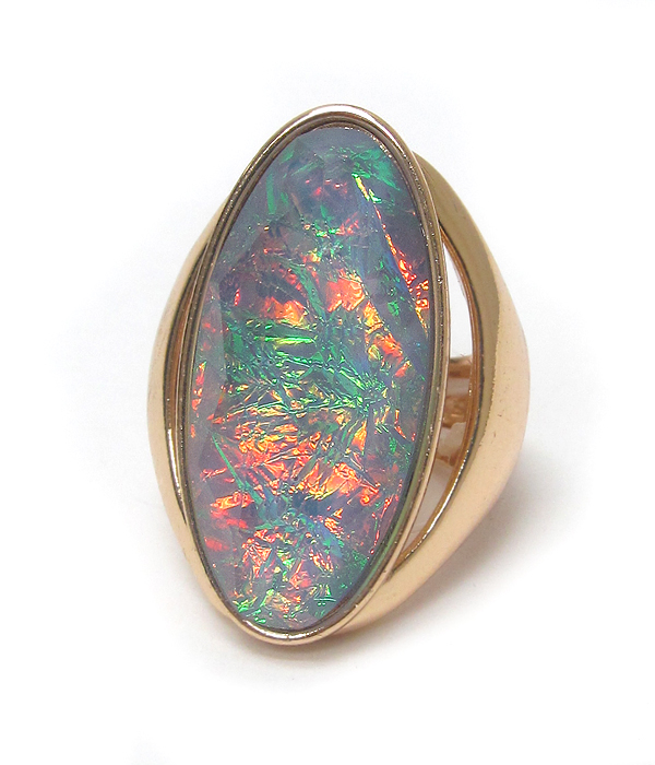 Opalic oval stone stretch ring