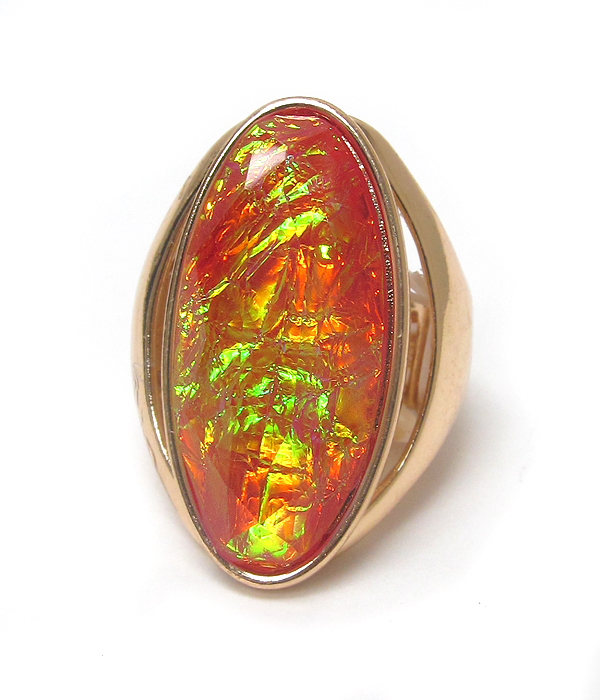 Opalic oval stone stretch ring