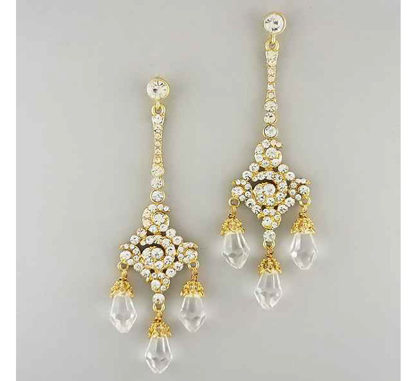 Crystal deco three ball drop chandelier earring