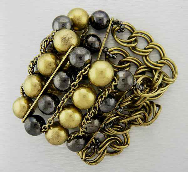 Multi metal balls patern half chain strectch bracelet