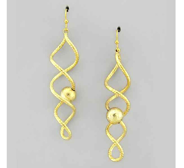 Metal patern twist with one metal ball fashion drop earring