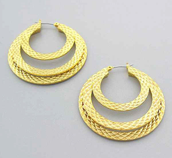 Three fashion style metal hoop earring - hoops