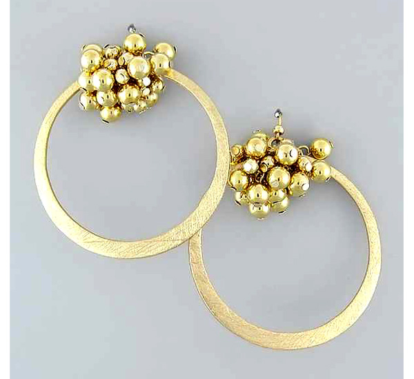 MULTI METAL SMALL BALLS WITH SCRATCH ROUND EARRING