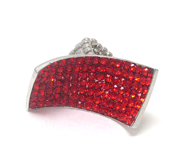 Crystal deco curved bar stretch ring