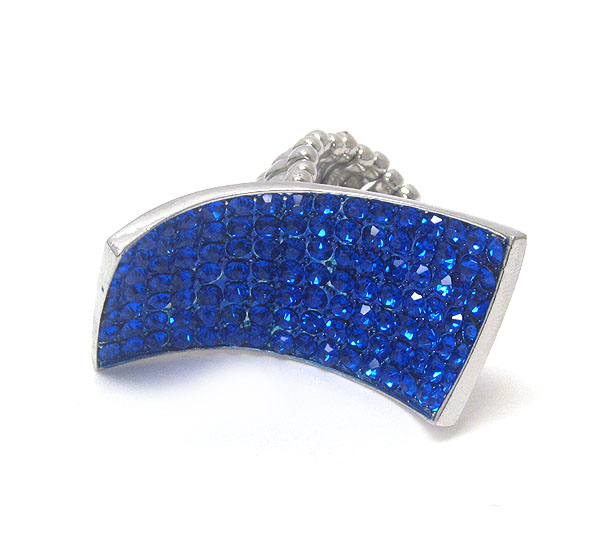 Crystal deco curved bar stretch ring
