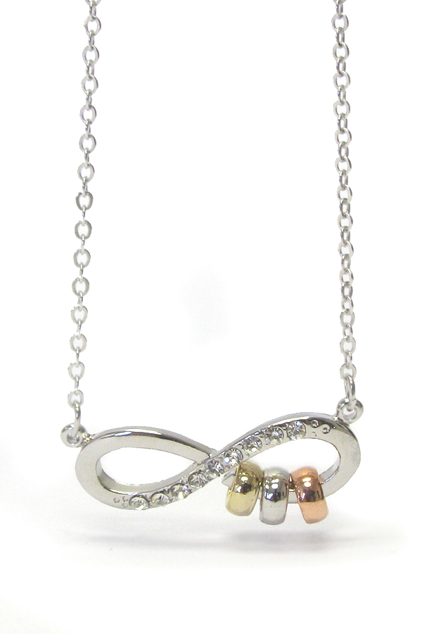 WHITEGOLD PLATING CRYSTAL INFINITY PENDANT NECKLACE