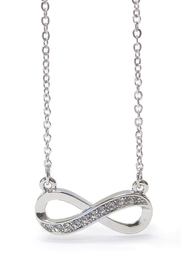 WHITEGOLD PLATING AND CRYSTAL DECO INFINITE PENDANT NECKLACE