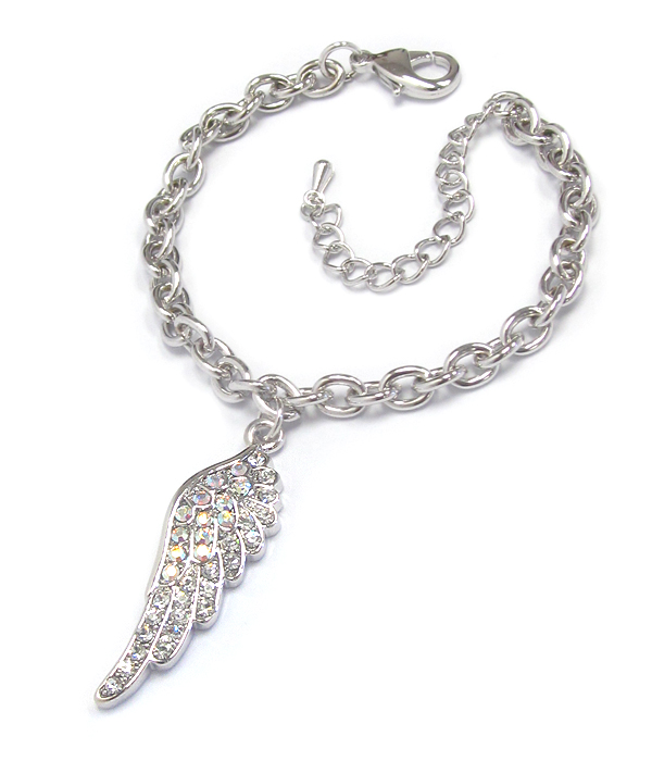 MADE IN KOREA WHITEGOLD PLATING ANGEL WING CHARM BRACELET