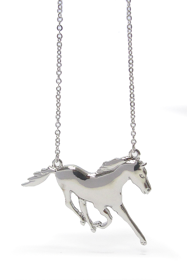 WHITEGOLD PLATING HORSE PENDANT NECKLACE