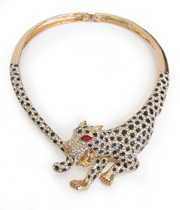 CRYSTAL LEOPARD MAGNETIC CHOKER NECKLACE