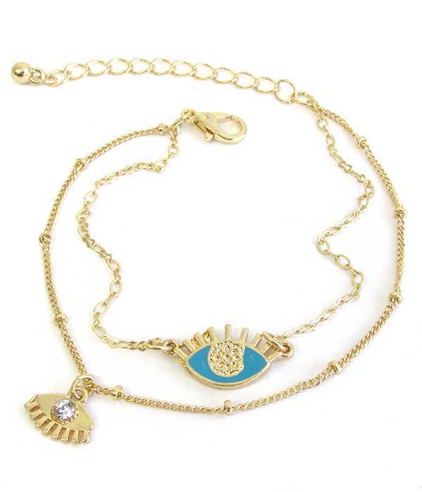 Epoxy evil eye double layer bracelet