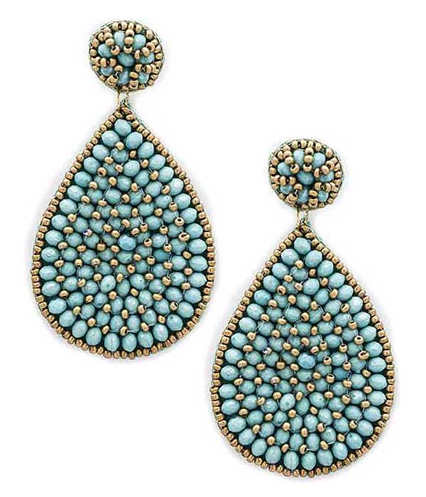 Handmade multi seedbead teardrop earring