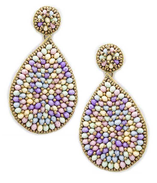 Handmade multi seedbead teardrop earring