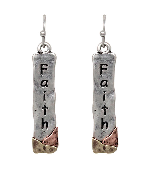 Metal bar earring - faith