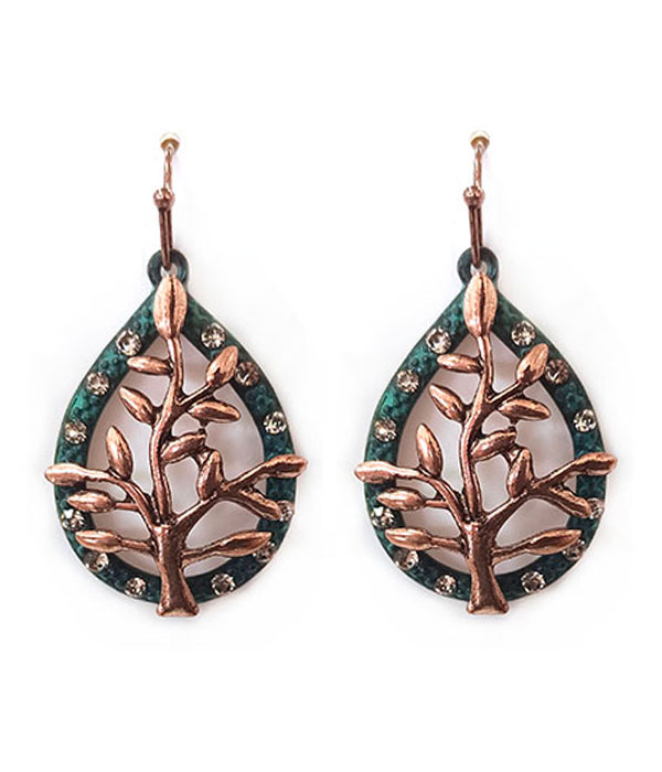 Patinal tree of life earring