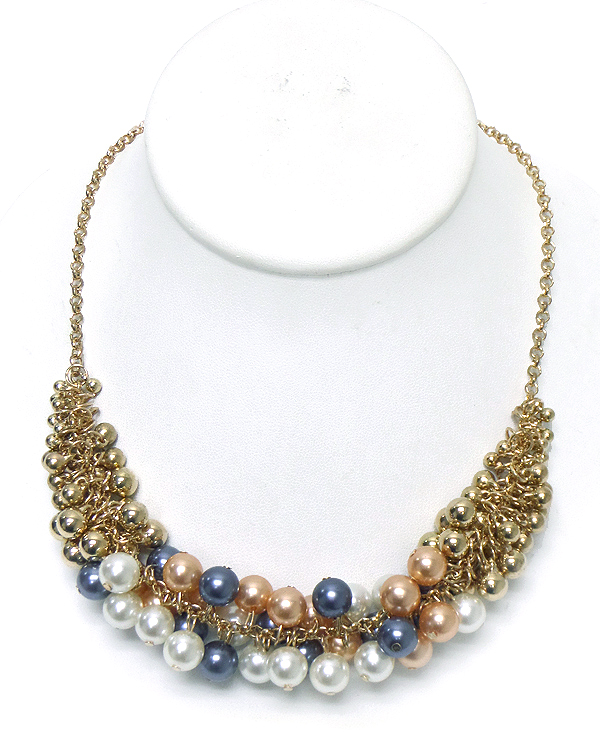 SMALL PEAL BEADS CLUSTER NECKLACE