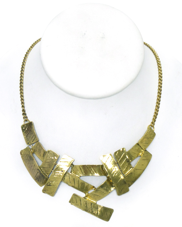 Retro vintage geometric irregular metal link necklace