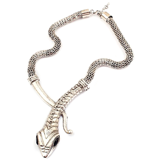 Vintage metal ally snake statement necklace