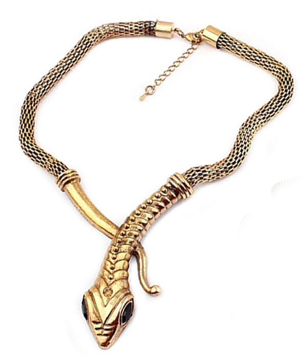 Vintage metal ally snake statement necklace