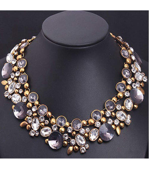 Mixed crystal luxury glamour party necklace