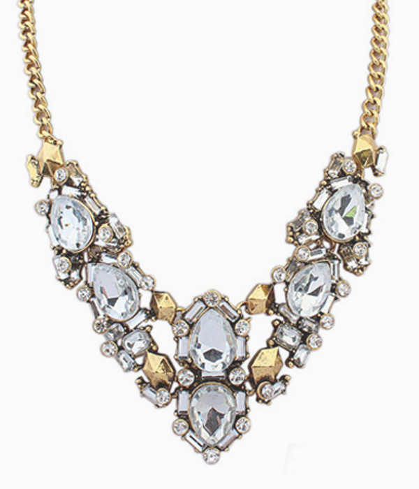 European vintage style glass bib necklace