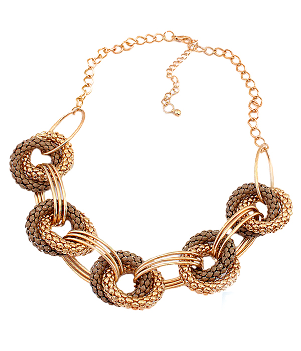 Colored tube metal chain link necklace