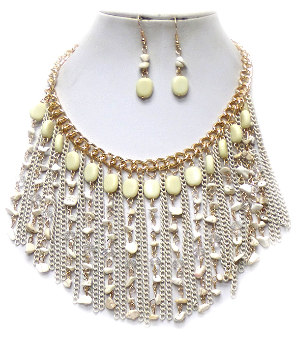Multi chain and seed bead drop necklace set