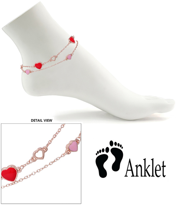 MULTI EPOXY HEART DOUBLE LAYER ANKLET