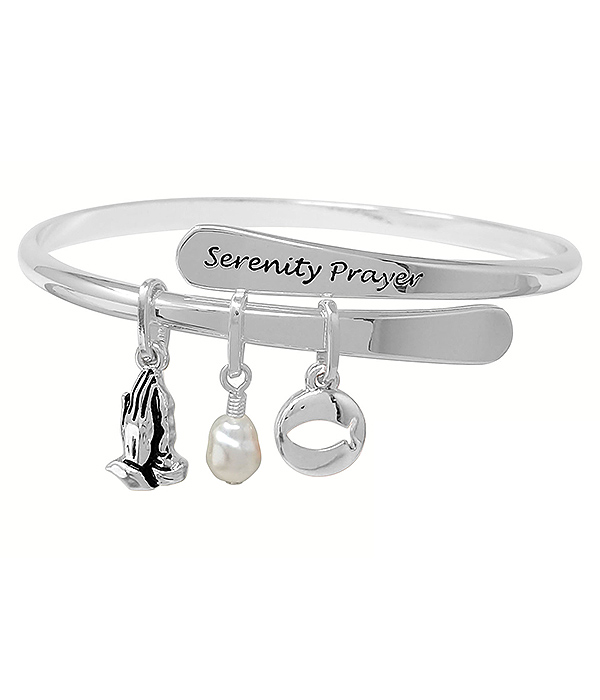 RELIGIOUS INSPIRED MULTI CHARM BANGLE BRACELET - SERENITY PRAYER