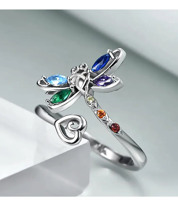 Crystal dragonfly ring