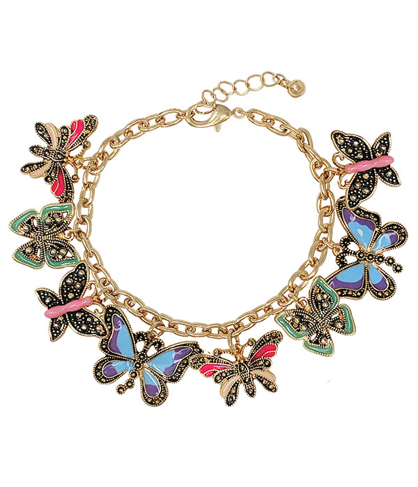 Multi epoxy charm bracelet - butterfly